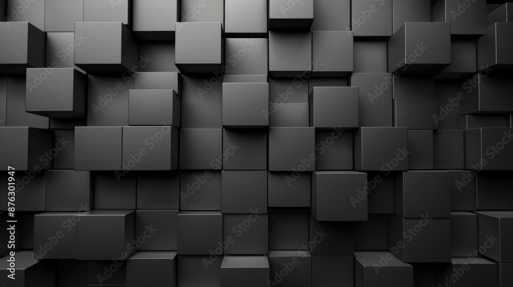 Dark grey geometric background with dark gray cubes