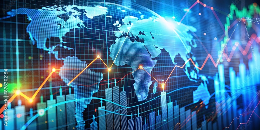 Global Financial Market Growth with World Map and Charts, global finance, stock market, economic growth, financial data Global Financial Market Growth with World Map and Charts, global finance, stock market, economic growth, financial data