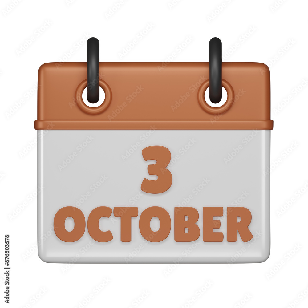 3 October Calendar 3d icon