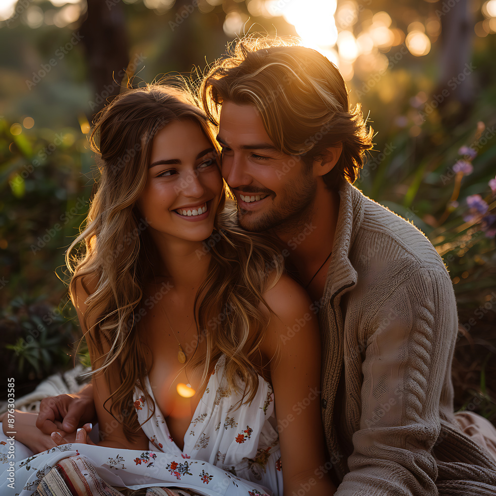 Golden Hour Romance: A Couple's Blissful Moment Golden Hour Romance: A Couple's Blissful Moment