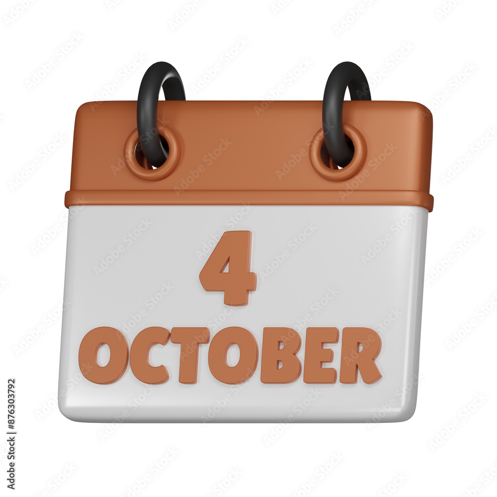 4 October Calendar 3d icon 4 October Calendar 3d icon