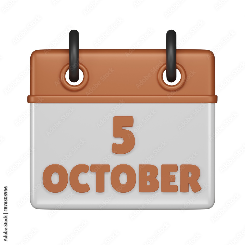 5 October Calendar 3d icon 5 October Calendar 3d icon