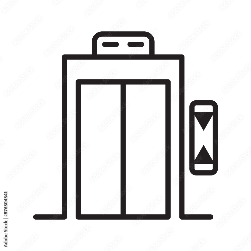 Escalator. Opening and closing doors. Pick up service. Pixel Perfect Vector Thin Line Icon. Simple Minimal Pictogram. Escalator. Opening and closing doors. Pick up service. Pixel Perfect Vector Thin Line Icon. Simple Minimal Pictogram.
