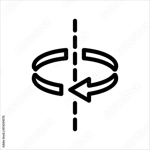 arrow spin around axis icon, twist direction, circle refresh or restart, thin line symbol on white background - editable stroke vector illustration