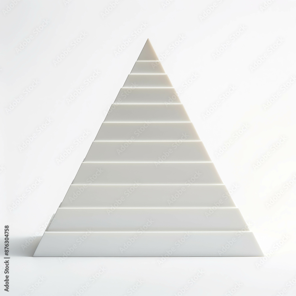 Minimalist White Pyramid Structure with Symmetrical Steps Against a Plain Background Minimalist White Pyramid Structure with Symmetrical Steps Against a Plain Background