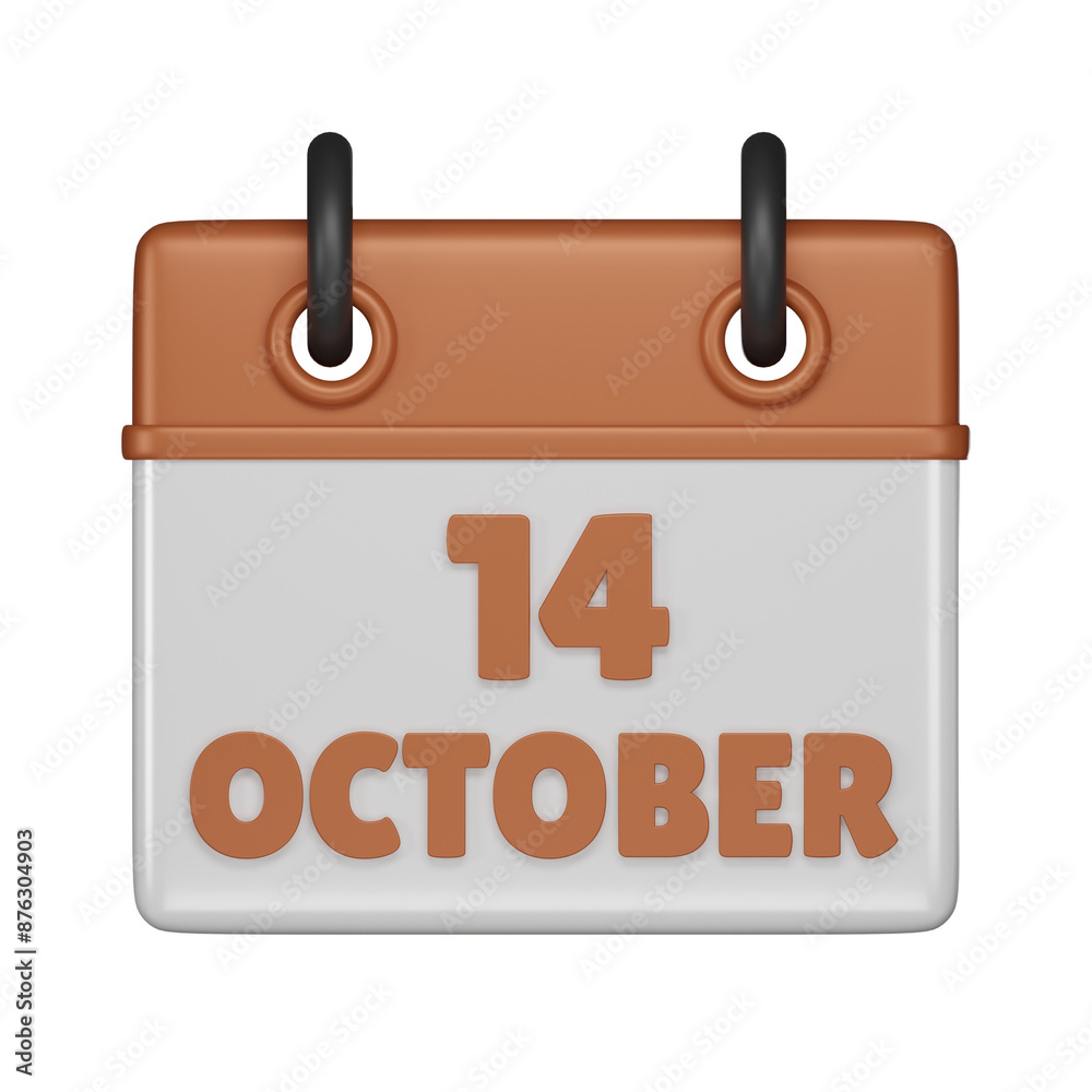 14 October Calendar 3d icon 14 October Calendar 3d icon