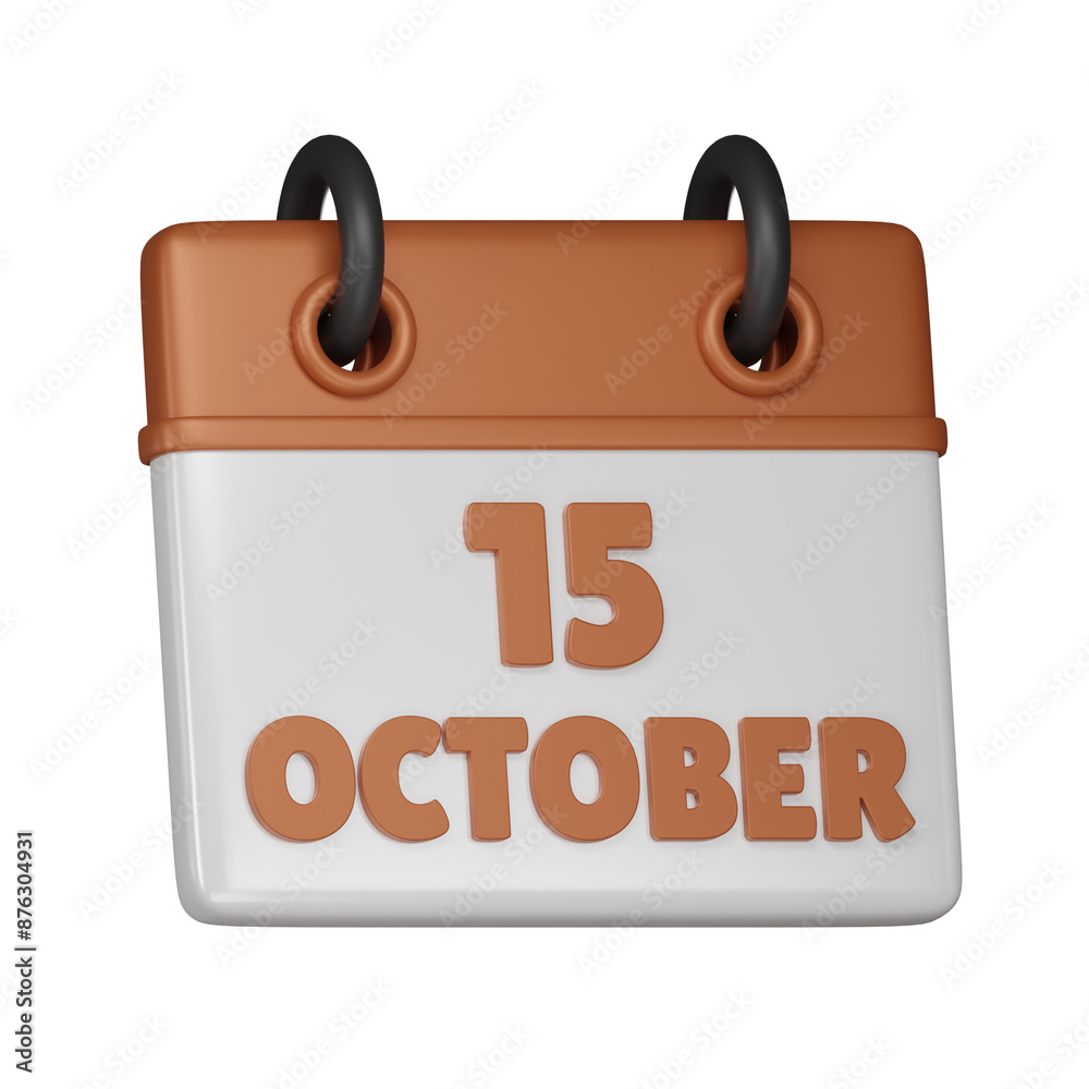 15 October Calendar 3d icon 15 October Calendar 3d icon
