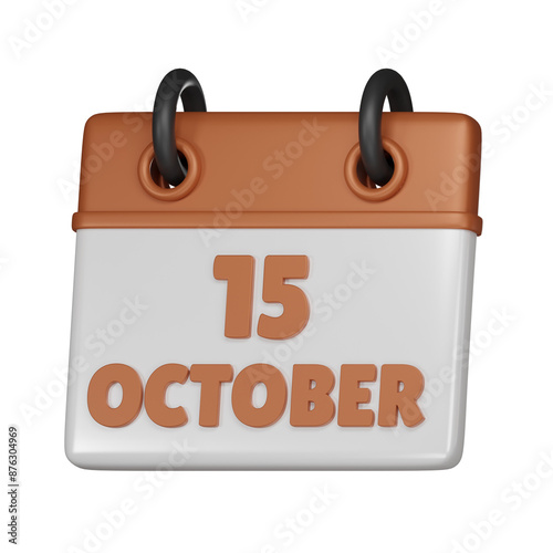 15 October Calendar 3d icon