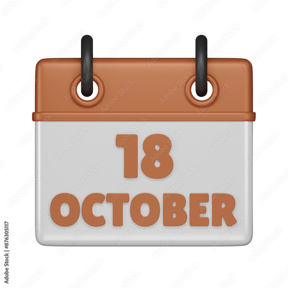 18 October Calendar 3d icon 18 October Calendar 3d icon