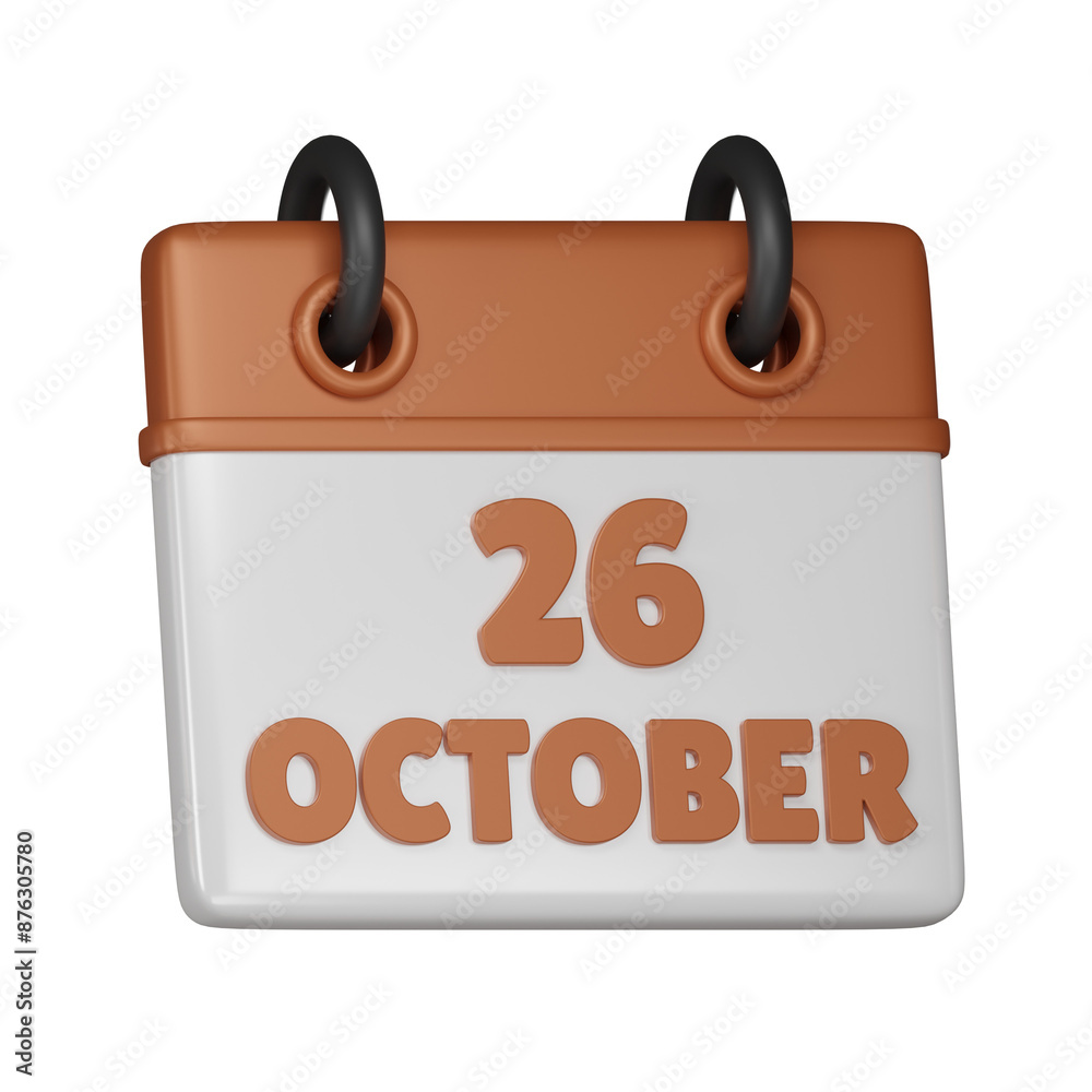 26 October Calendar 3d icon 26 October Calendar 3d icon