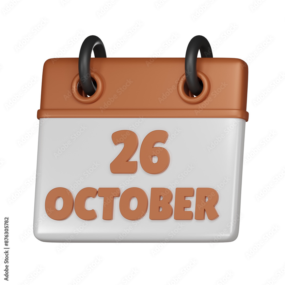 26 October Calendar 3d icon 26 October Calendar 3d icon
