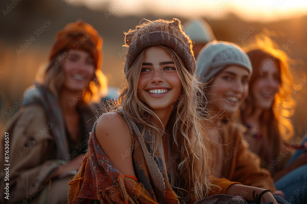 Sunset Picnic Bliss with Friends - Joyful Moments Sunset Picnic Bliss with Friends - Joyful Moments