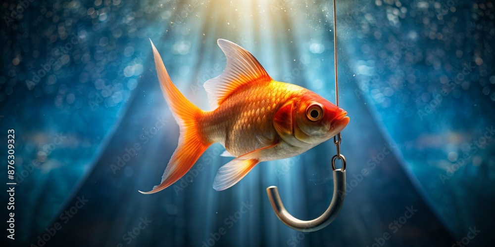 The Golden Fish Hooked by Fate, goldfish, hook, fate, illusion The Golden Fish Hooked by Fate, goldfish, hook, fate, illusion