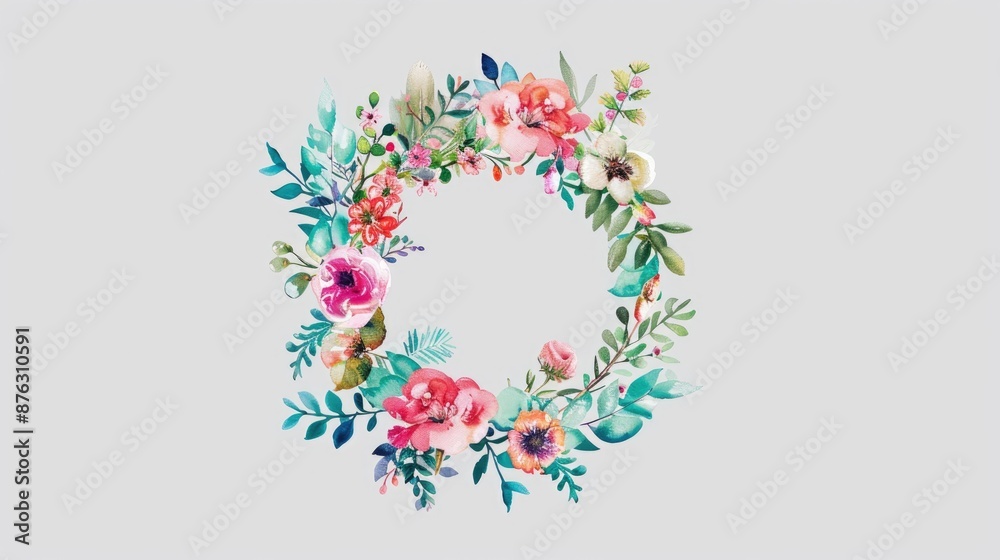 Circular Picture Border with Floral Design Circular Picture Border with Floral Design