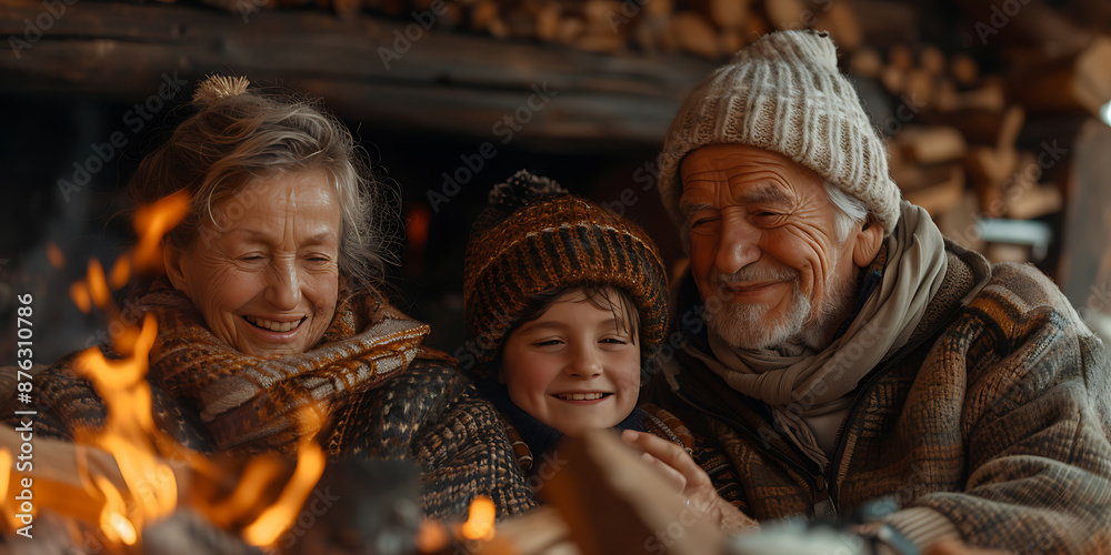 Fototapeta premium Generations United: A Cozy Holiday Gathering