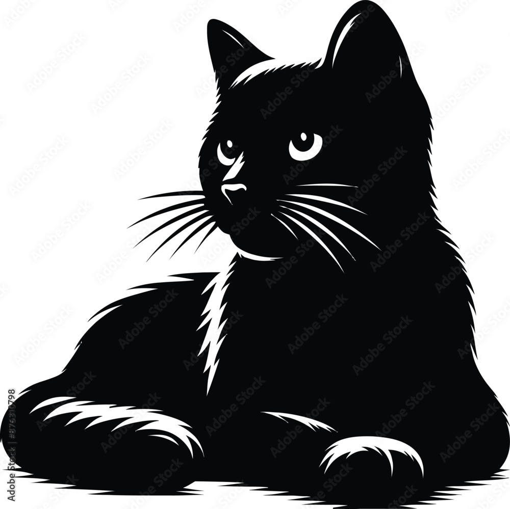 Flat design Cat silhouette vector on a white background Flat design Cat silhouette vector on a white background