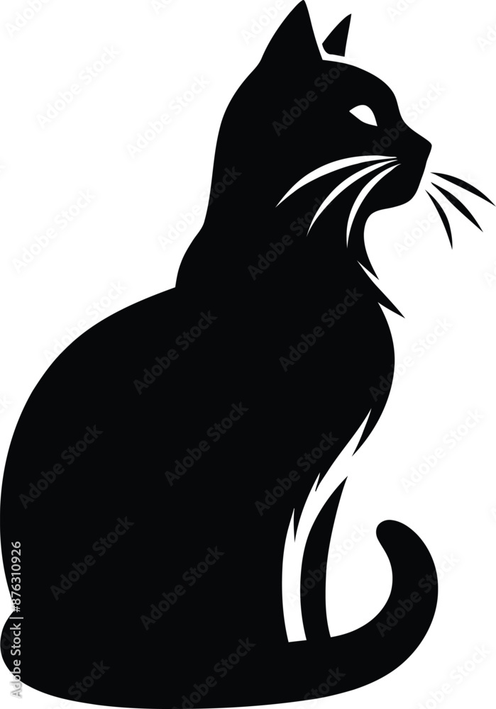 Obraz premium Flat design Cat silhouette vector on a white background
