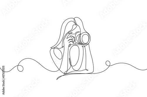 Photograper line art shooting style with transparent background
