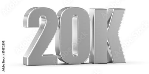 20k Followers Silver Number 3D Render