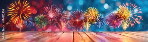 Elegant and sparse background depicting a vibrant pyrotechnics show