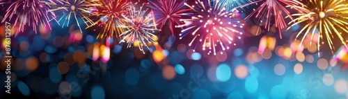 Elegant and sparse background depicting a vibrant pyrotechnics show