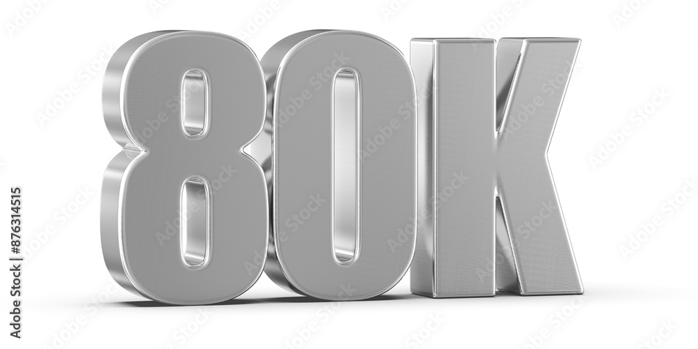 80k Followers Silver Number 3D Render 80k Followers Silver Number 3D Render