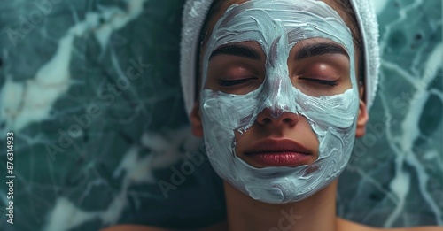 Photo of a woman lying down with a facial mask on in a spa salon