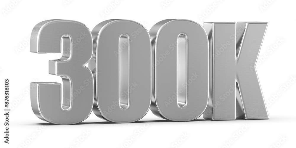 300k Followers Silver Number 3D Render 300k Followers Silver Number 3D Render