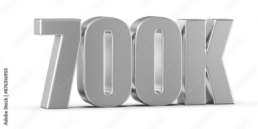 700k Followers Silver Number 3D Render 700k Followers Silver Number 3D Render