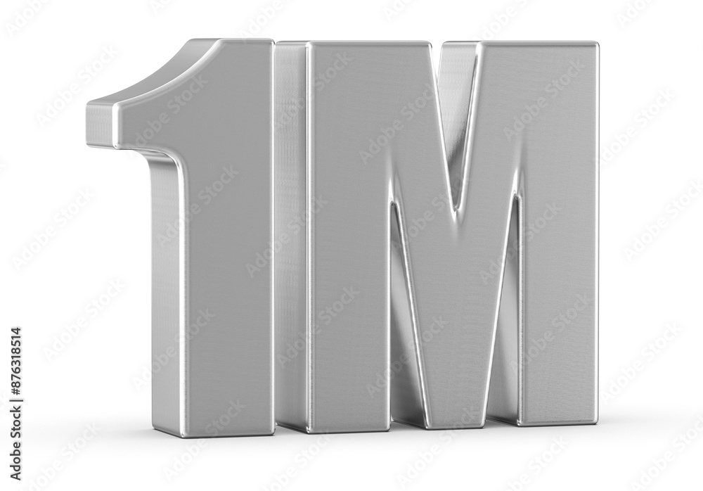 Naklejka premium 1M Followers Silver Number 3D Render