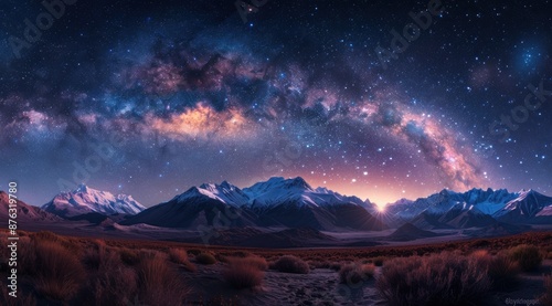 Milky Way over Snowy Mountain Range © maretaarining