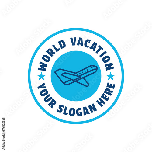 world vacation logo design concept idea with label circle stamp