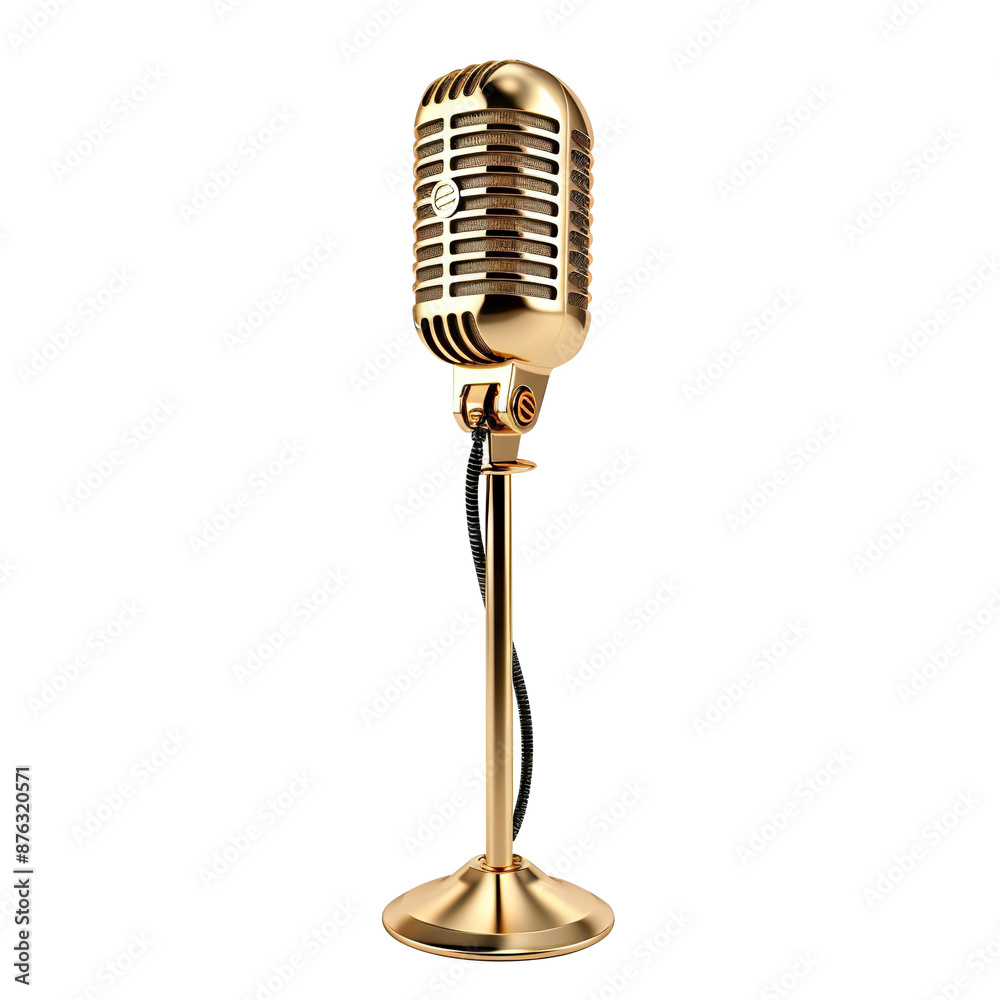 Fototapeta premium Vintage golden microphone, cut out