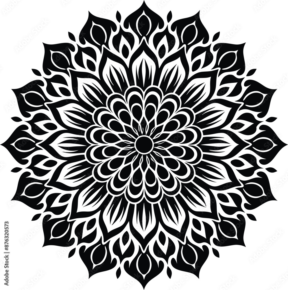 Minimalist Simple mandala design illustration, Silhouette on White background Minimalist Simple mandala design illustration, Silhouette on White background