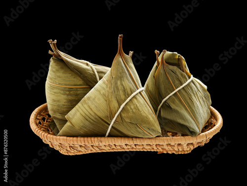 A basket of zongzi, a traditional Chinese delicacy for Dragon Boat Festival photo