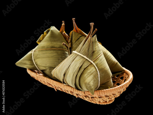 A basket of zongzi, a traditional Chinese delicacy for Dragon Boat Festival