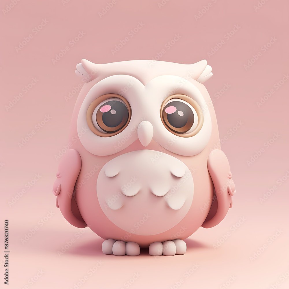 Adorable Pink Owl 3D Illustration