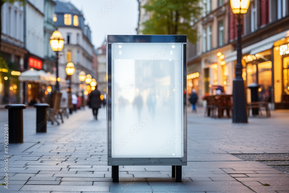 Naklejka premium A blank small billboard mockup standing in the street for promoting products or shop menus