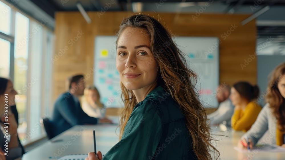 Obraz premium The woman in office meeting