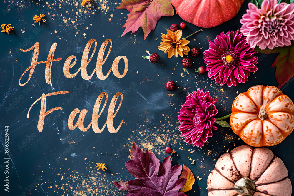pumpkins and fall flowers with text pumpkins and fall flowers with text