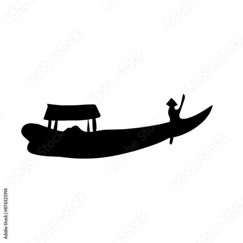 fisherman in boat logo vector silhouette
