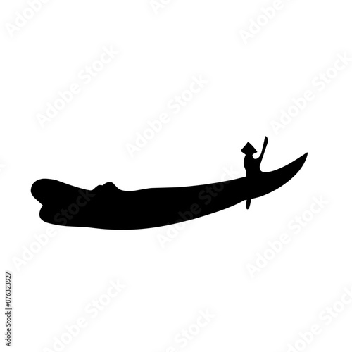 fisherman in boat logo vector silhouette