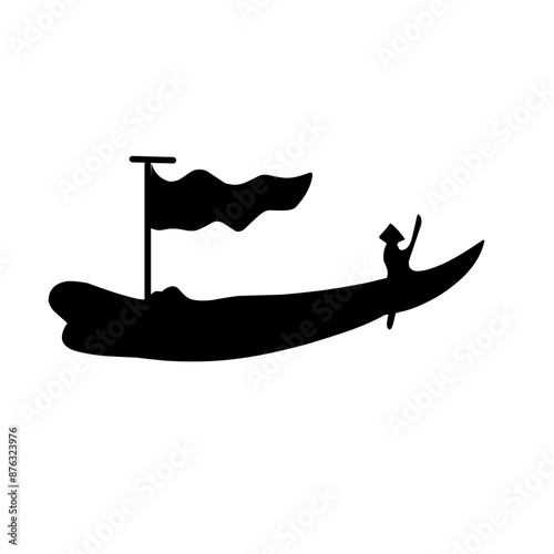 fisherman in boat logo vector silhouette