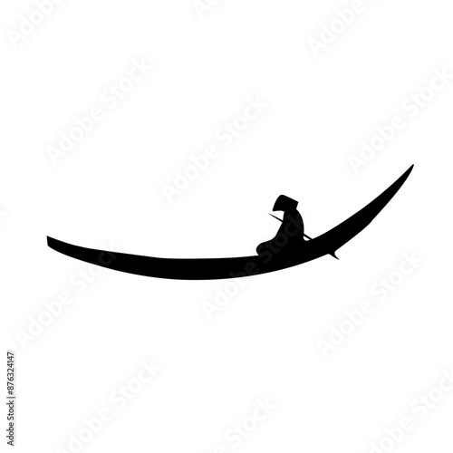 fisherman in boat logo vector silhouette