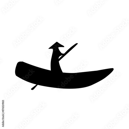 fisherman in boat logo vector silhouette