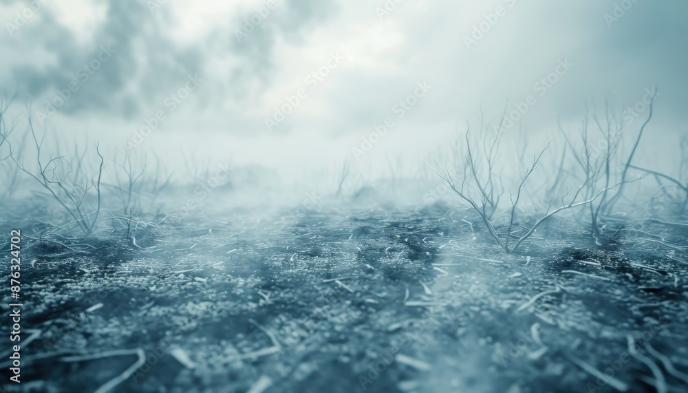 An eerie apocalyptic landscape of a once-thriving forest now scorched and lifeless An eerie apocalyptic landscape of a once-thriving forest now scorched and lifeless