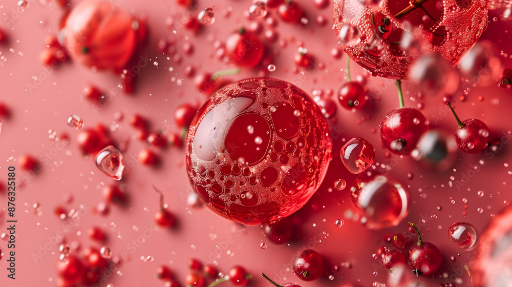 water drops on red background
