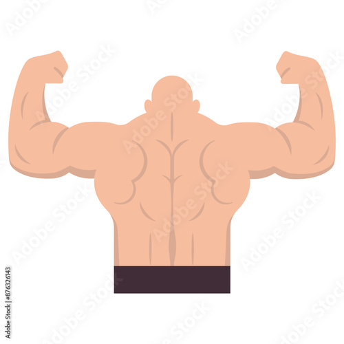 Biceps musclar arm icon. Strong muscular arms. Bodybuilder back. Rearview of an athletic man. Vector illustration.