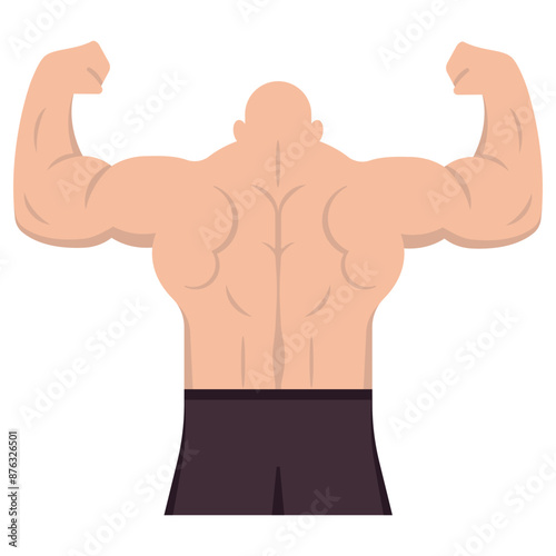Biceps musclar arm icon. Strong muscular arms. Bodybuilder back. Rearview of an athletic man. Vector illustration.