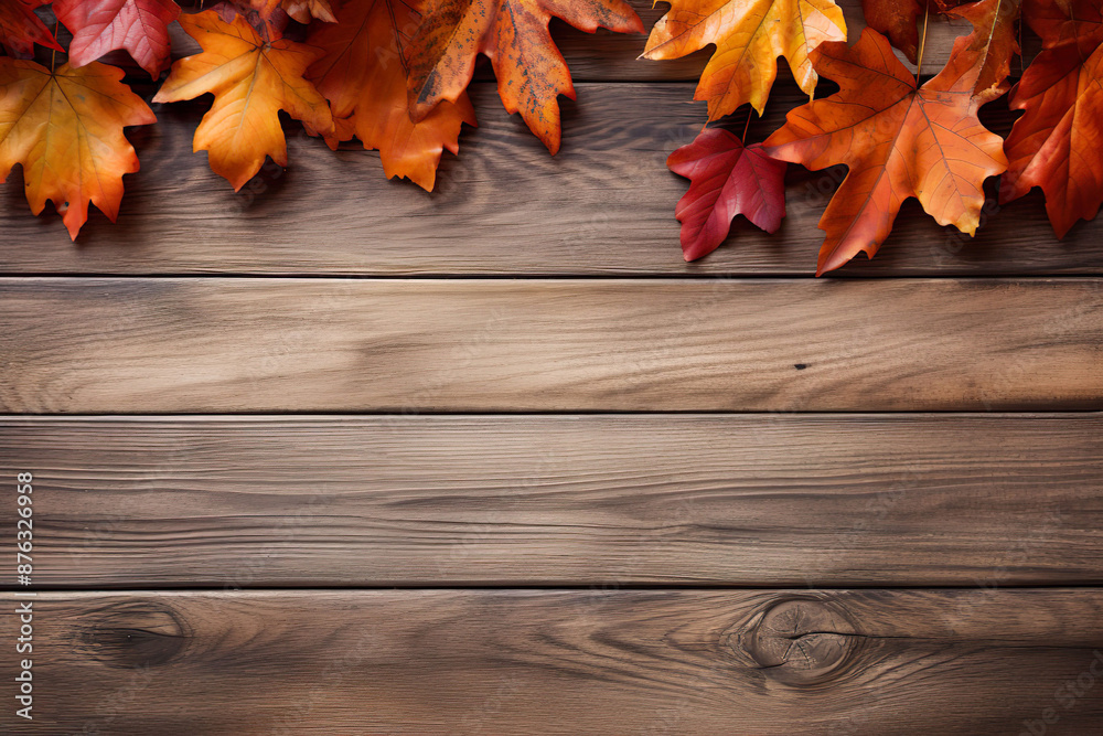 fall leaves on dark wooden ground, space for text, invitation, template fall leaves on dark wooden ground, space for text, invitation, template